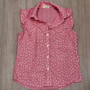 Love Notes Red Sleeveless Blouse with Ruffles